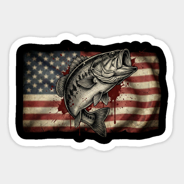 American Flag Bass Fishing Patriotic Angler Magnet by ArtistTee ⭐⭐⭐⭐⭐