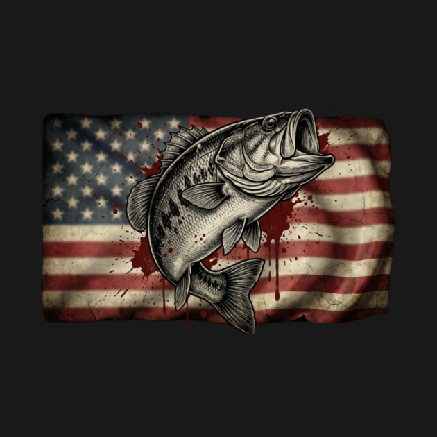 American Flag Bass Fishing Patriotic Angler by ArtistTee ⭐⭐⭐⭐⭐
