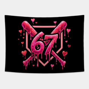 67 Baseball Valentine's Day Sports Lover Tapestry