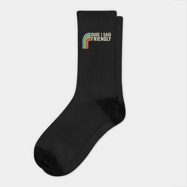 Dude I Said Friendly Retro Rainbow Humor Socks by ArtistTee ⭐⭐⭐⭐⭐
