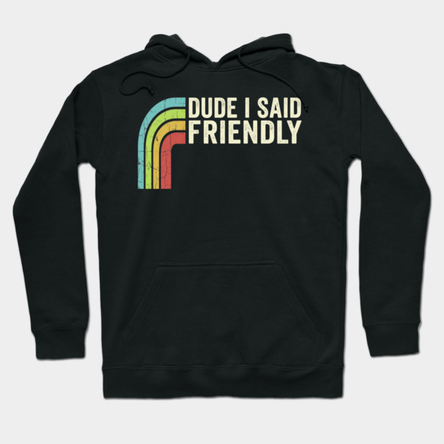 Dude I Said Friendly Retro Rainbow Humor Hoodie by ArtistTee ⭐⭐⭐⭐⭐