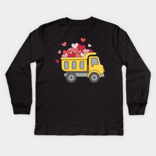 Love Truck Dump Truck Valentine's Day Kids Long Sleeve T-Shirt