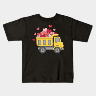 Love Truck Dump Truck Valentine's Day Kids T-Shirt