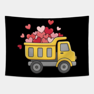 Love Truck Dump Truck Valentine's Day Tapestry