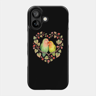 Lovebird Couple in Floral Heart Wreath Phone Case