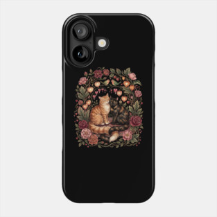 Romantic Cats Floral Wreath Vintage Valentine Phone Case