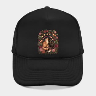 Romantic Cats Floral Wreath Vintage Valentine Hat