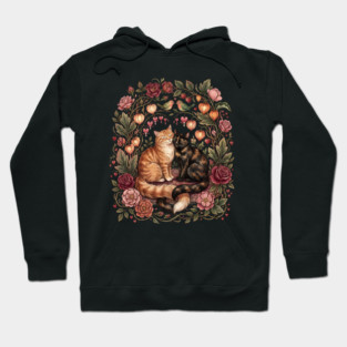 Romantic Cats Floral Wreath Vintage Valentine Hoodie