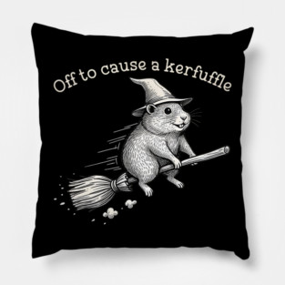 Off to Cause a Kerfuffle Whimsical Capy Wizard Meme Capybara Pillow