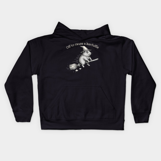 Off to Cause a Kerfuffle Whimsical Capy Wizard Meme Capybara Kids Hoodie by Donald's Store 2