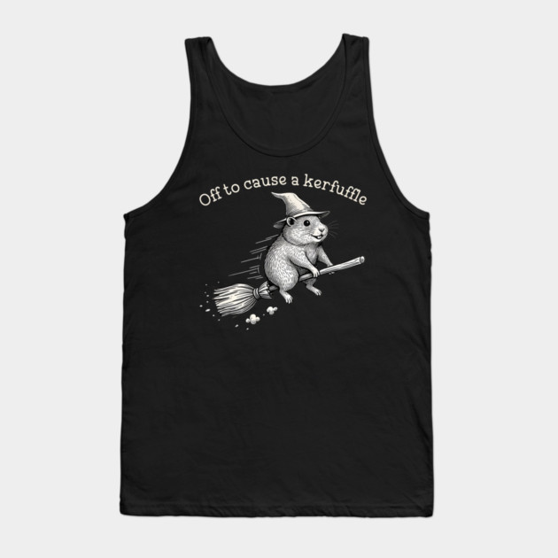 Off to Cause a Kerfuffle Whimsical Capy Wizard Meme Capybara Tank Top by Donald's Store 2