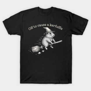 Off to Cause a Kerfuffle Whimsical Capy Wizard Meme Capybara T-Shirt