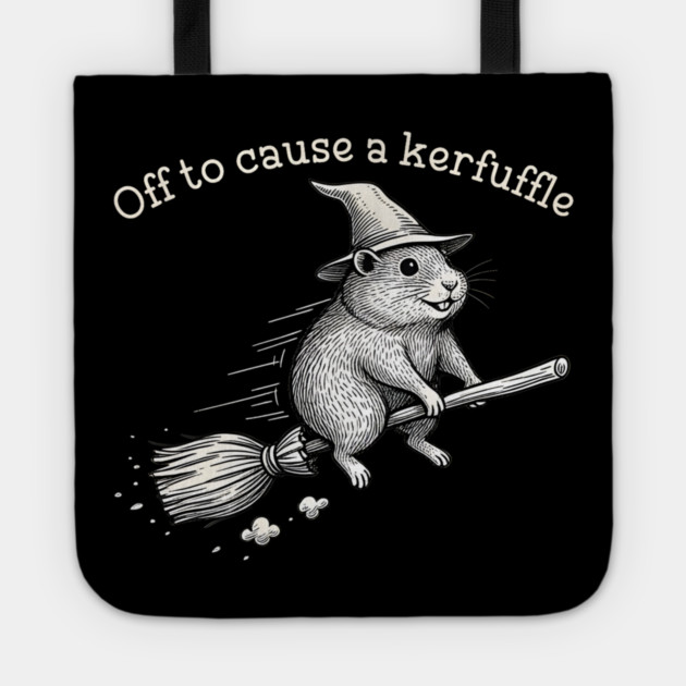 Off to Cause a Kerfuffle Whimsical Capy Wizard Meme Capybara Tote by Donald's Store 2