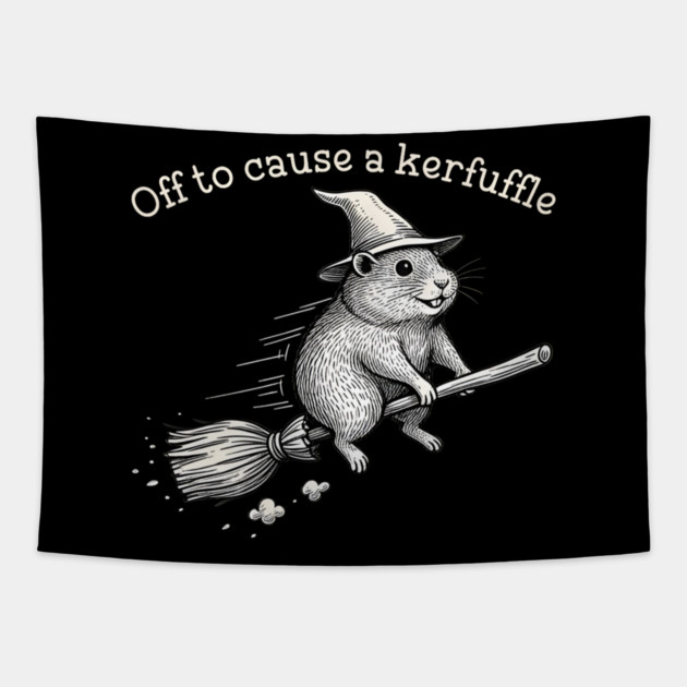Off to Cause a Kerfuffle Whimsical Capy Wizard Meme Capybara Tapestry by Donald's Store 2