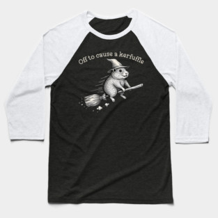 Off to Cause a Kerfuffle Whimsical Capy Wizard Meme Capybara Baseball T-Shirt
