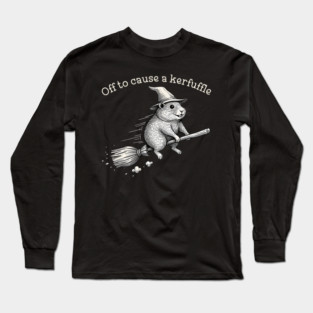 Off to Cause a Kerfuffle Whimsical Capy Wizard Meme Capybara Long Sleeve T-Shirt