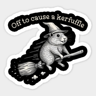 Off to Cause a Kerfuffle Whimsical Capy Wizard Meme Capybara Sticker