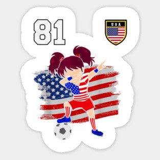 American USA Flag Soccer Jersey Favorite Lucky Number 81 Women Men Sticker
