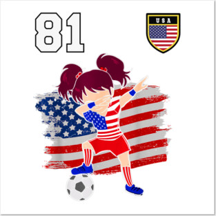 American USA Flag Soccer Jersey Favorite Lucky Number 81 Women Men Posters and Art