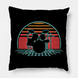 Drum Kit Retro Vintage Drums Player 80s Style Drummer Pillow