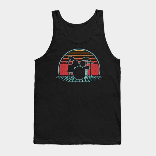 Drum Kit Retro Vintage Drums Player 80s Style Drummer Tank Top by yangho