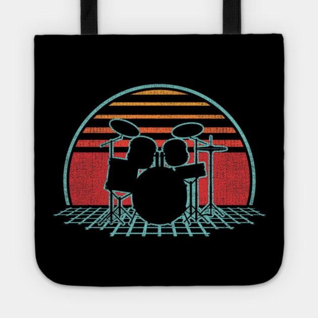 Drum Kit Retro Vintage Drums Player 80s Style Drummer Tote by yangho