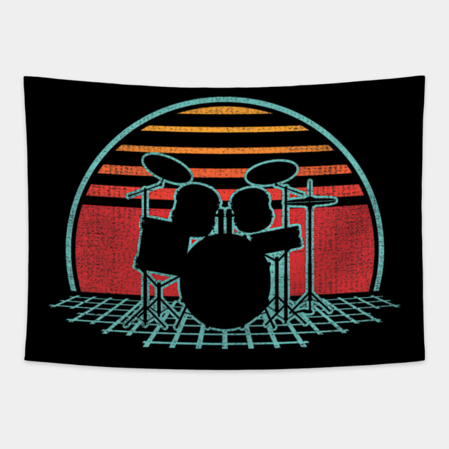 Drum Kit Retro Vintage Drums Player 80s Style Drummer Tapestry by yangho