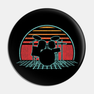 Drum Kit Retro Vintage Drums Player 80s Style Drummer Pin