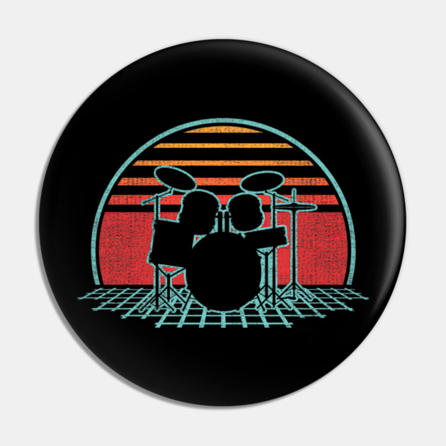 Drum Kit Retro Vintage Drums Player 80s Style Drummer Pin by yangho