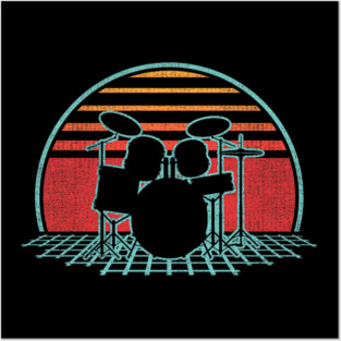 Drum Kit Retro Vintage Drums Player 80s Style Drummer Posters and Art