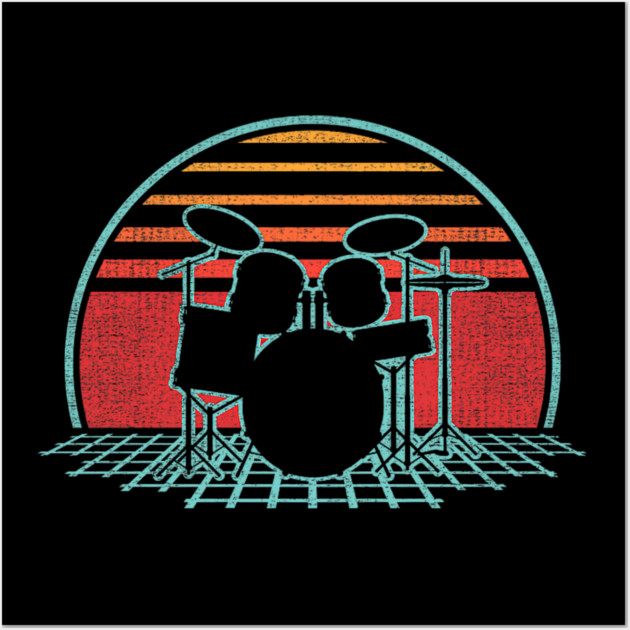 Drum Kit Retro Vintage Drums Player 80s Style Drummer Wall Art by yangho