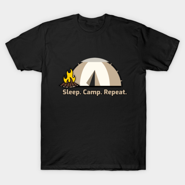 Sleep. Camp. Repeat. Camping T-Shirt by Lamount Tees