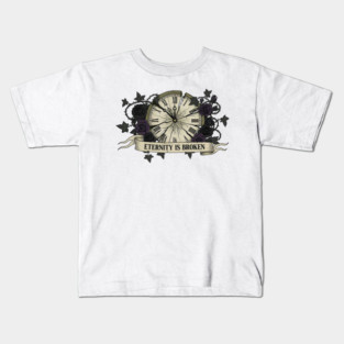 Broken Clock Gothic Art – Eternity is Broken, Dark Roses Time Mortality Memento Mori Design Kids T-Shirt