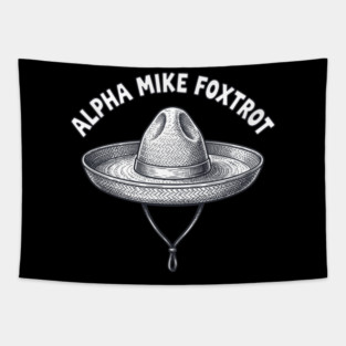Alpha Mike Foxtrot Gamer Victory Code Military Humor Tapestry