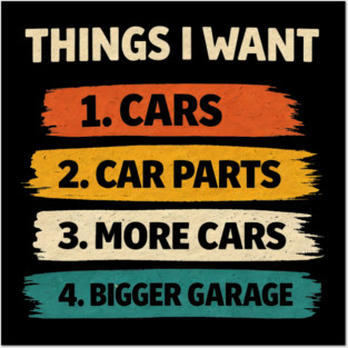 Retro Things I Want Car Enthusiast Auto Mechanic Engine Men Posters and Art