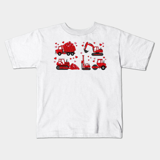 Valentine's Day Construction Vehicles Love Gift Kids T-Shirt by ArtistTee ⭐⭐⭐⭐⭐