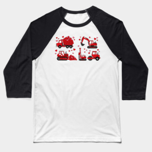 Valentine's Day Construction Vehicles Love Gift Baseball T-Shirt