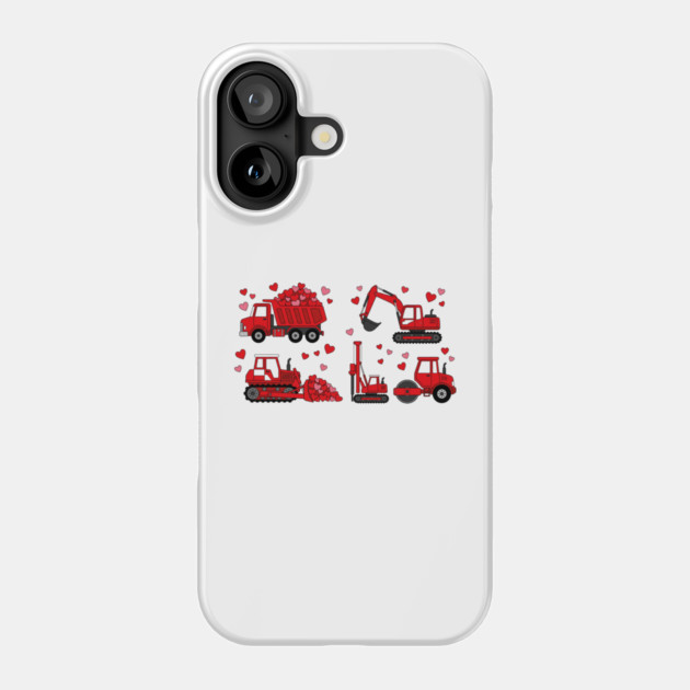 Valentine's Day Construction Vehicles Love Gift Phone Case by ArtistTee ⭐⭐⭐⭐⭐