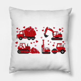 Valentine's Day Construction Vehicles Love Gift Pillow