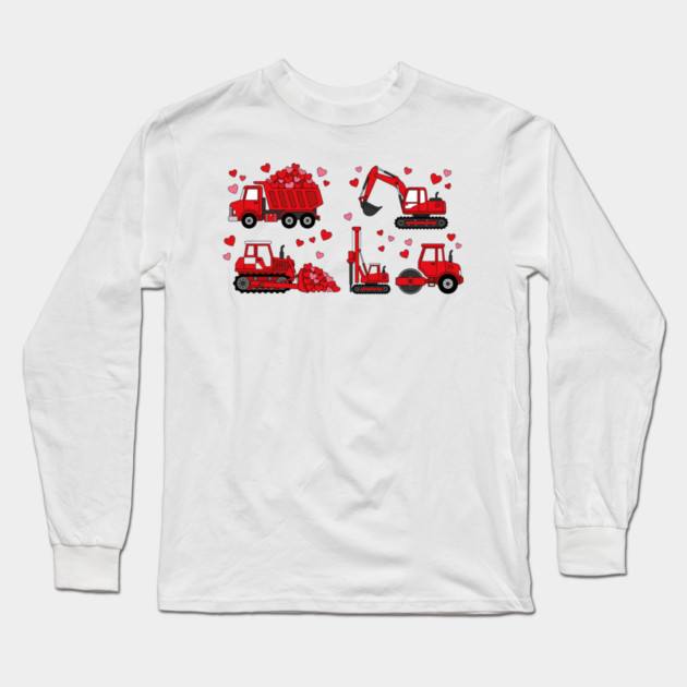 Valentine's Day Construction Vehicles Love Gift Long Sleeve T-Shirt by ArtistTee ⭐⭐⭐⭐⭐