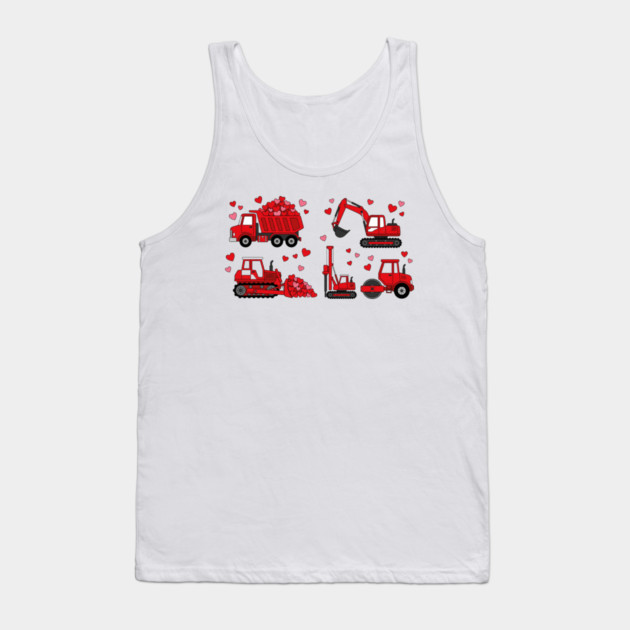 Valentine's Day Construction Vehicles Love Gift Tank Top by ArtistTee ⭐⭐⭐⭐⭐