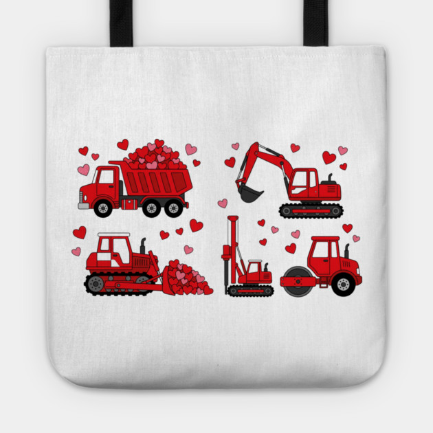 Valentine's Day Construction Vehicles Love Gift Tote by ArtistTee ⭐⭐⭐⭐⭐