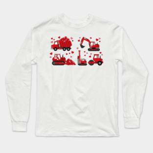 Valentine's Day Construction Vehicles Love Gift Long Sleeve T-Shirt