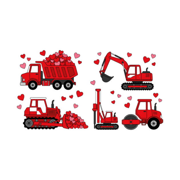 Valentine's Day Construction Vehicles Love Gift by ArtistTee ⭐⭐⭐⭐⭐