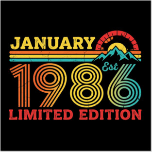 January 1986 Est. Limited Edition Birthday Posters and Art