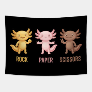 Rock Paper Scissors Axolotl Funny Game Tapestry