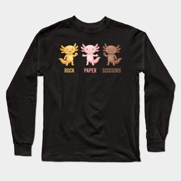 Rock Paper Scissors Axolotl Funny Game Long Sleeve T-Shirt by ArtistTee ⭐⭐⭐⭐⭐