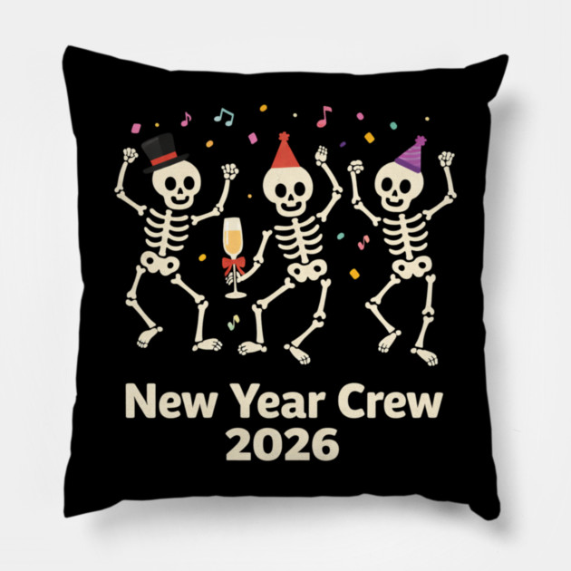 Nurse Skeleton New Year Crew 2026 Funny ER ICU Party Humor Pillow by shirtlux