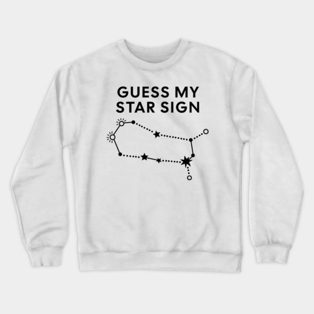 Guess My Star Sign – Gemini Zodiac, Astrology Constellation - Black Prin Crewneck Sweatshirt by Designed By Marty