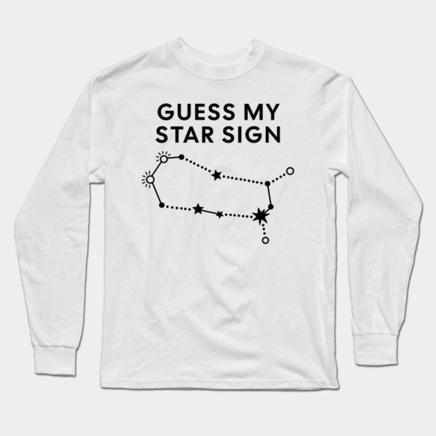 Guess My Star Sign – Gemini Zodiac, Astrology Constellation - Black Prin Long Sleeve T-Shirt by Designed By Marty